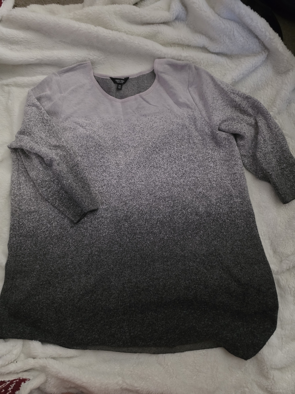 Simply Vera Vera Wang Lavender to Gray Ombre Sweater Top